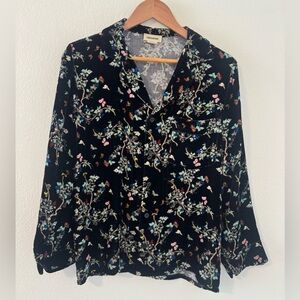 Zadig & Voltaire Torre Velvet Blossom Button Up Top Silk Blend Butterflies XS S